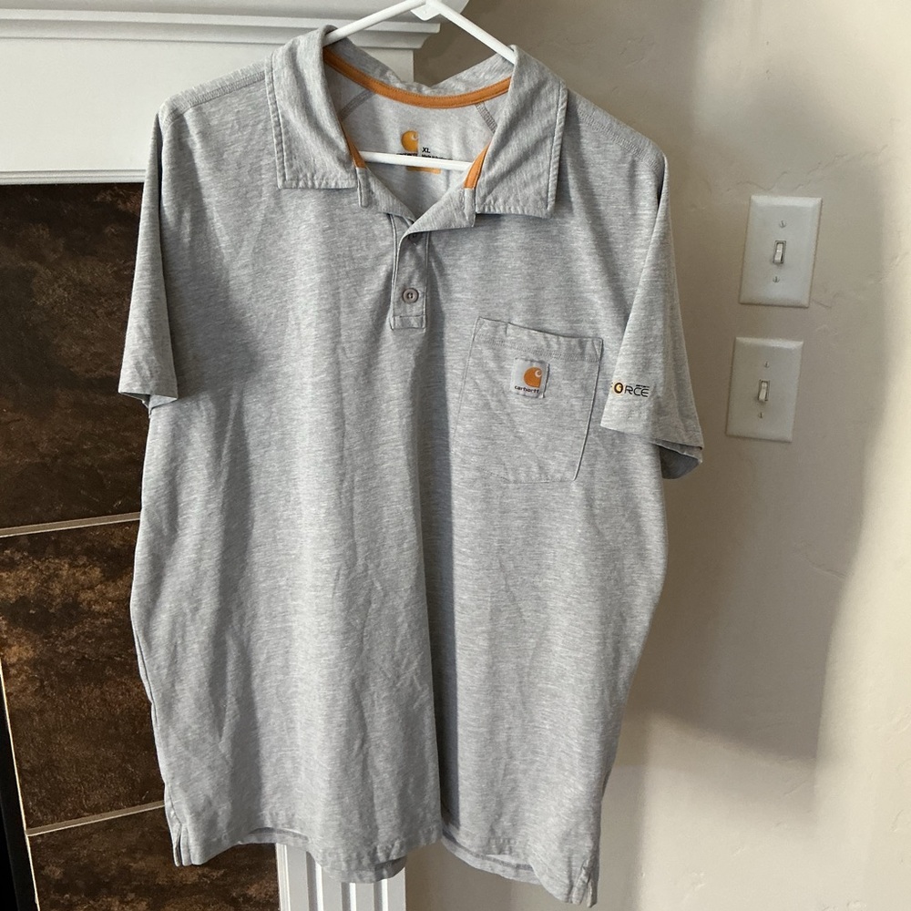 Carhartt Force Relaxed Fit Casual Workwear Polo Shirt Mens XL Heather Gray